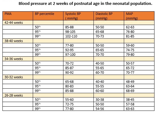 <p>Blood Pressure at 2 Weeks of Postnatal Age in the Neonatal Population&nbsp;</p>