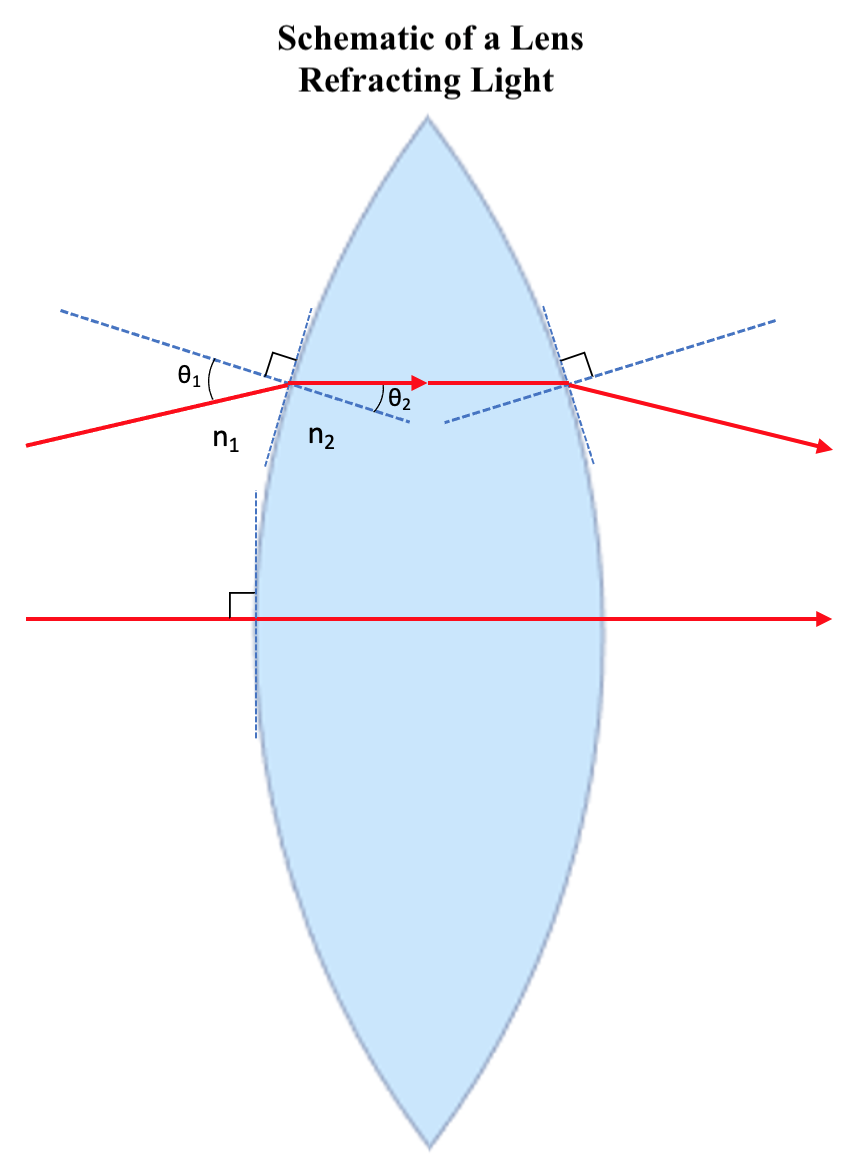 <p>Schematic of a Lens Refracting Light