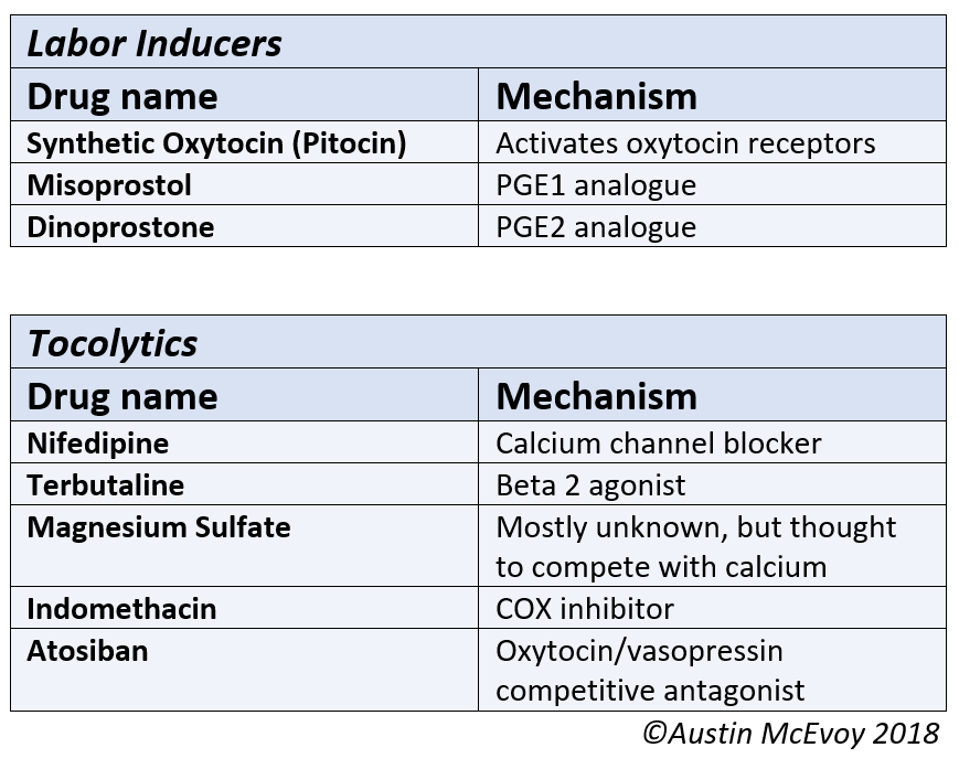 <p>Medications Used to Manage Abnormal Labor. The table summarizes medications that are used to manage abnormal labor.</p>